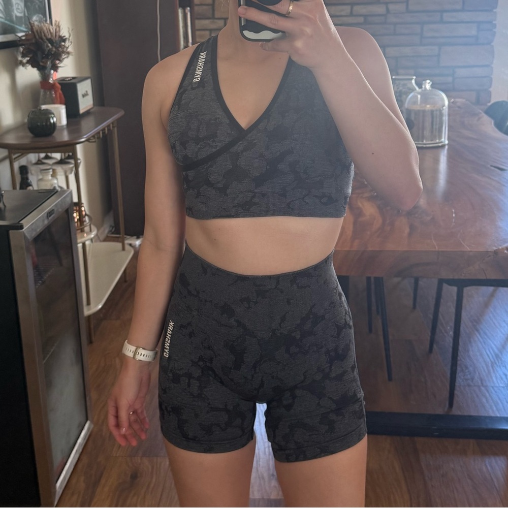 Gymshark Gray Camo Workout Set